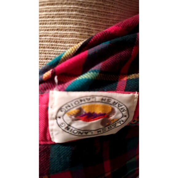 Women's Marsh Landing 100% Cotton Red Plaid Flannel Button Front Shirt Sz 12 - Picture 6 of 8